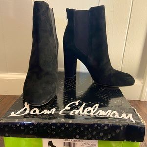 Sam Edelman Black Suede Booties Size 6